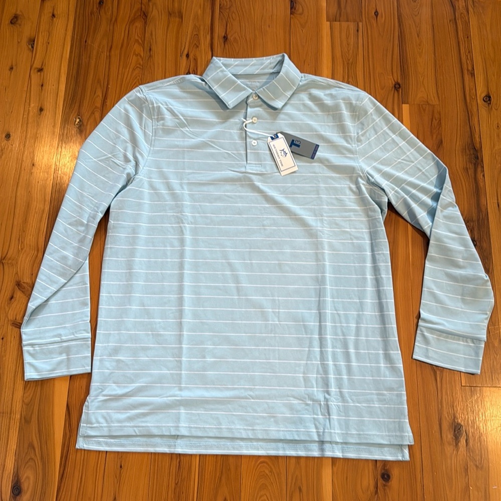 NEW🩵Southern Tide Heather Aquamarine
MLSRyderBartlettStripe PerfPolo size XL